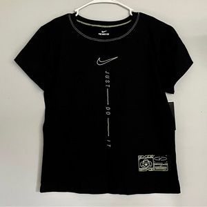 Nike Black Neon Lettering Tee Shirt Women's/Jr's Size Large Cap Sleeves